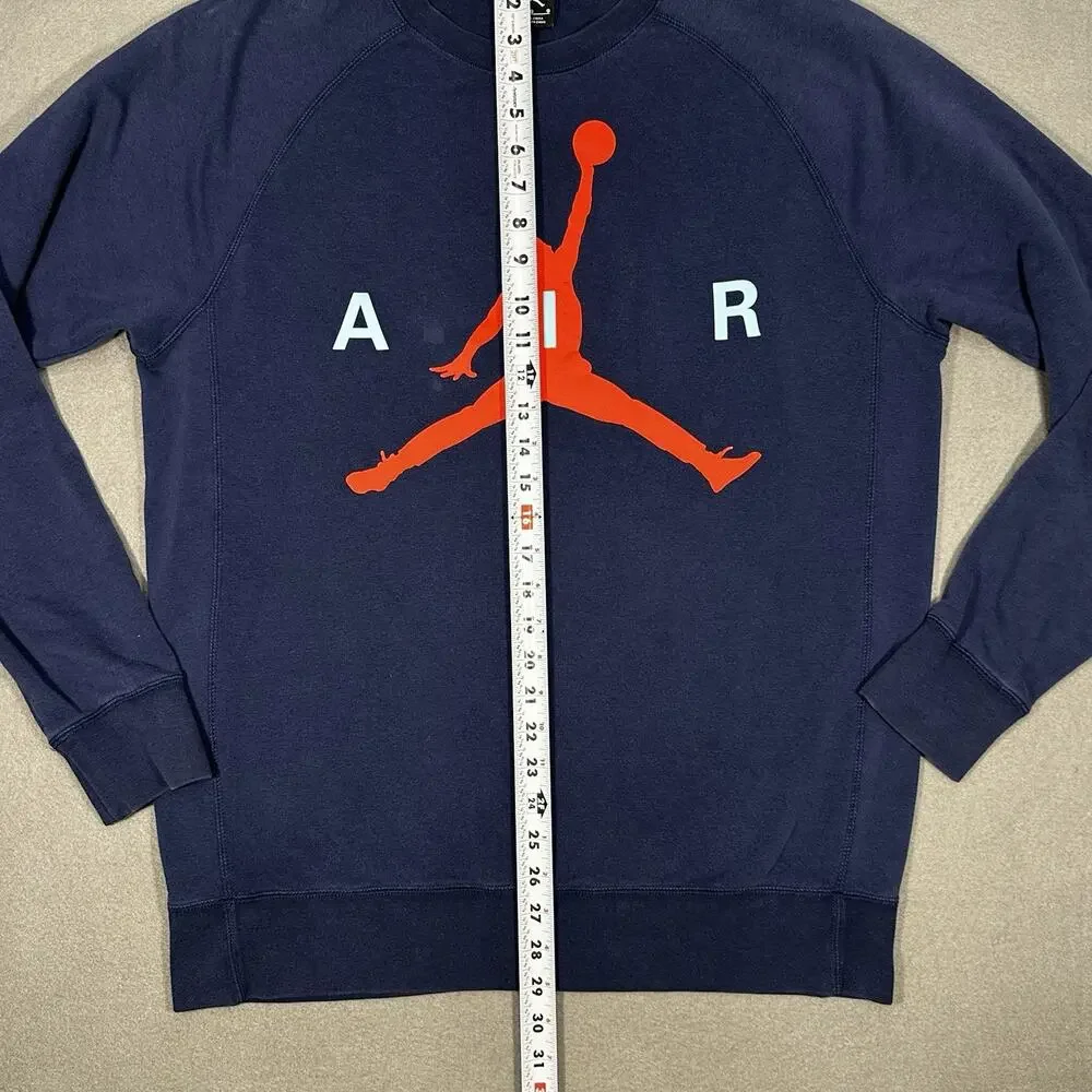 Nike Air Jordan Jumpman Mens L Navy Blue Red Logo Crewneck Sweatshirt